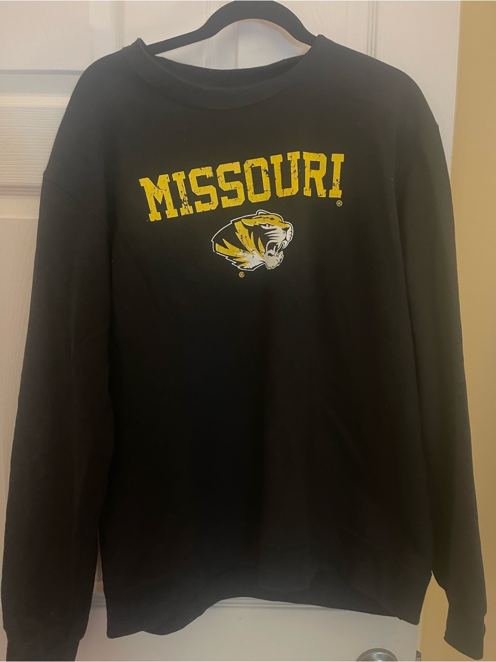 Port and Company Black Missouri Crewneck Sweatshirt with Yellow Logo